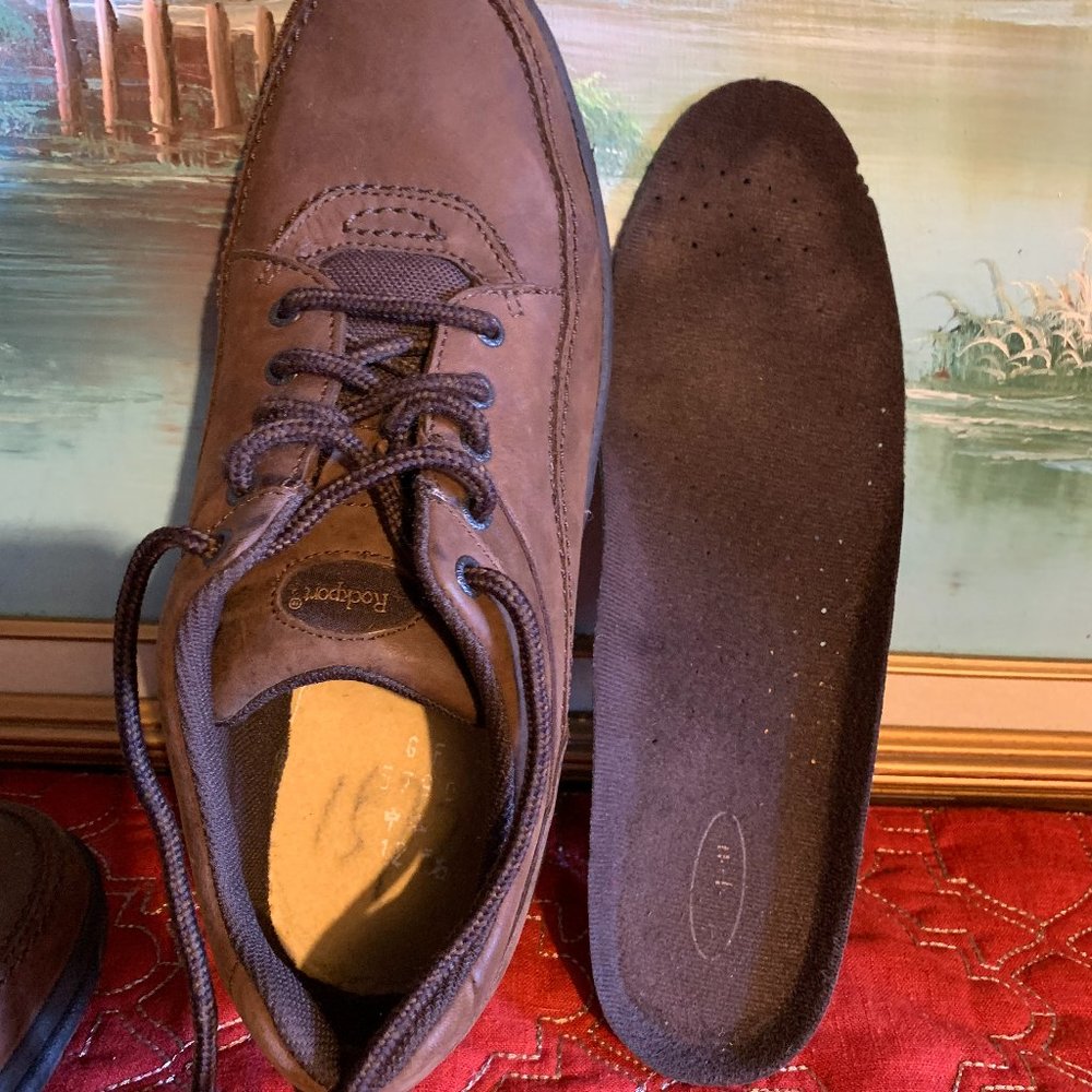 Rockport Brown Leather Oxfords Lace Up Shoes Men's 12 - Picture 1 of 15